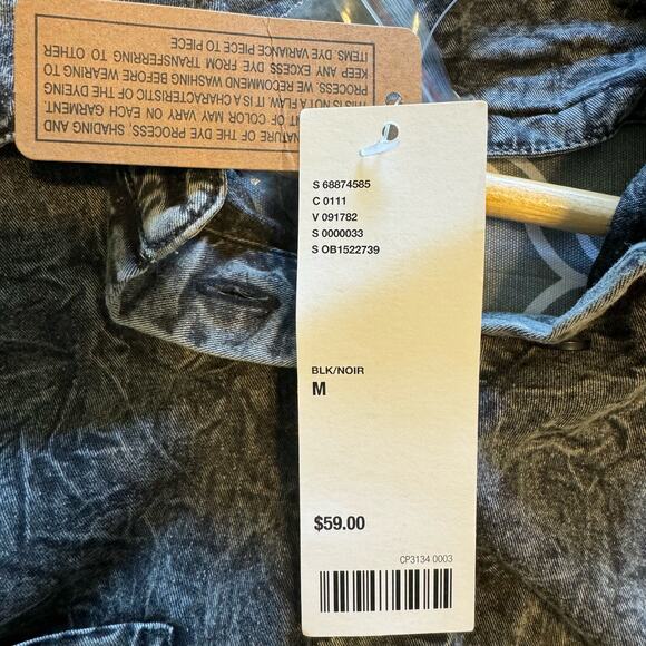 Urban Outfitters Shacket Womens Crop Cutout Denim Shirt Acid Wash Biker Grunge - Picture 7 of 16